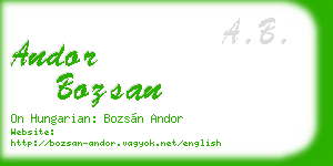 andor bozsan business card